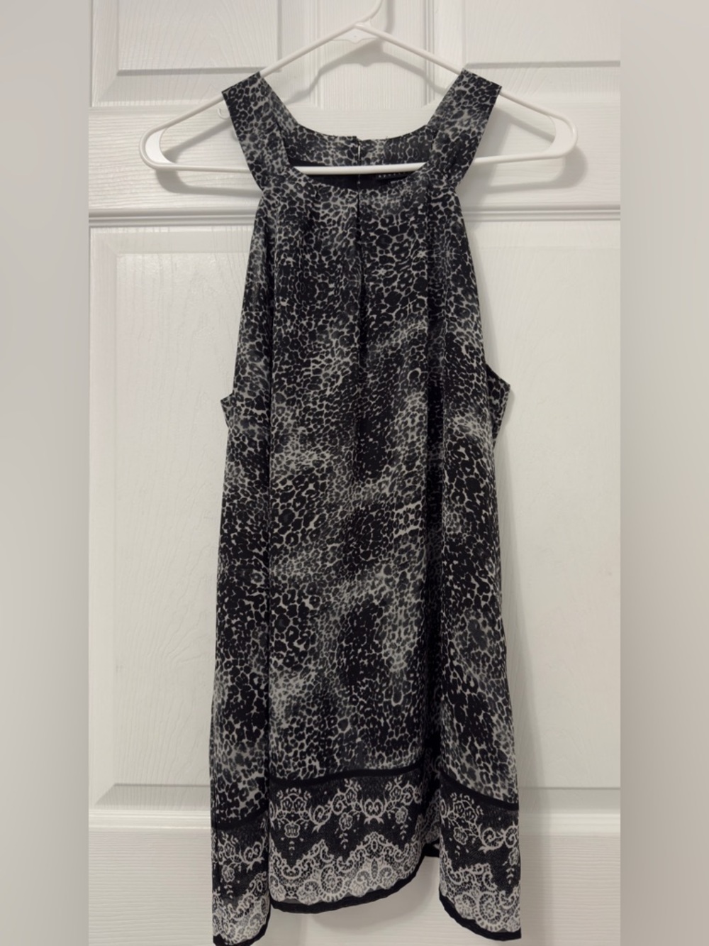 Apostrophe Black and Gray Leopard-Print Midi Skirt
